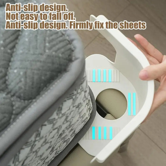 Sheet holder with anti-slip design being used to hold sheets in place.