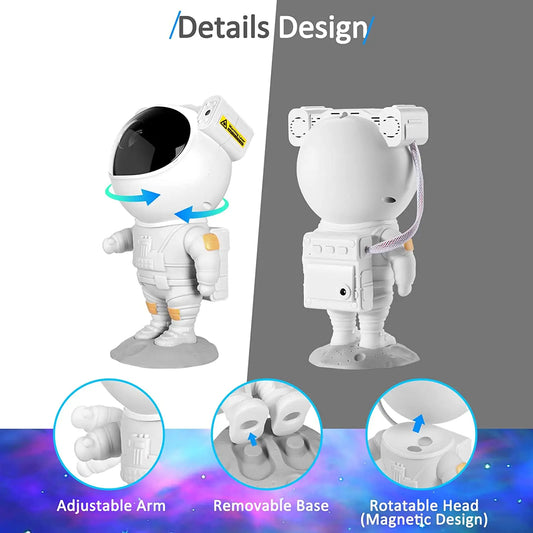 Astronaut Star Projector Night Light – Galaxy Nebula LED Space Lamp with Remote