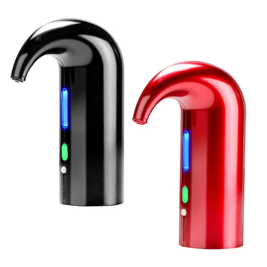 Black and red electronic devices with LED indicators on a white background