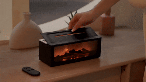 Setting up fire place humidifier and turning it on